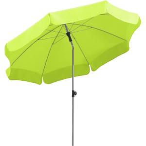 Apfelgrüner Schneider Balkonschirm Locarno Ø 200 cm mit Knickfunktion.