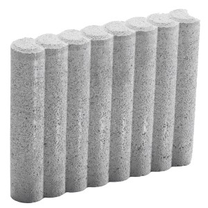 Grauer Palibord Rundpalisaden-Randstein (33x28x6 cm) zur Beet- und Wegeinfassung.