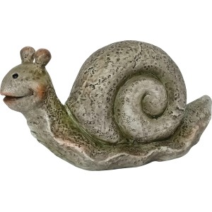 Braune Gartenfigur Schnecke, 8 cm, aus Polyresin für die Gartendekoration.
