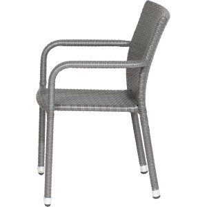 Grauer Siena Garden Stapelsessel Minas aus Gardino-Geflecht mit Aluminiumgestell.