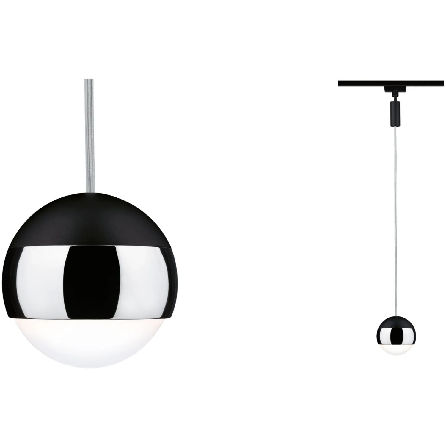 Paulmann Urail LED Pendel Capsule II, schwarz/chrom matt. Schienensystem-Leuchte für individuelle Beleuchtung.