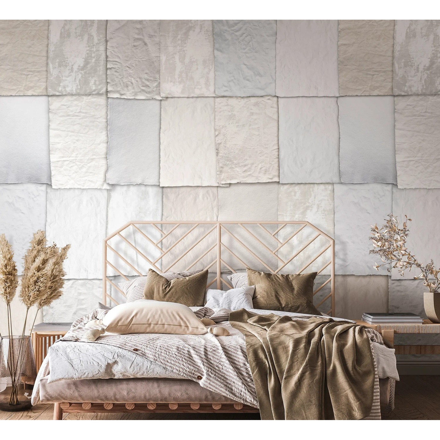 Marburg Fototapete Grafisch Smart Art Gallery Modern Greige im Schlafzimmer.