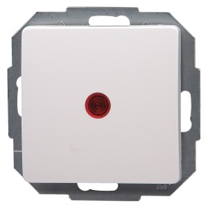 Kopp Kontrollschalter Paris Arktisweiß mit roter Glimmlampe für Unterputzmontage.