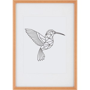 Bilderrahmen Buche Imitat 21x29,7 cm mit Passepartout und Kolibri-Motiv.