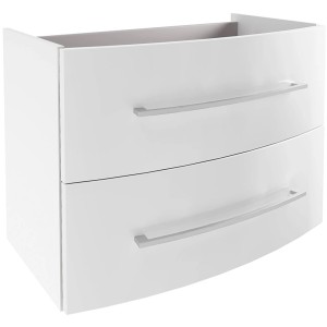 Fackelmann Waschtischunterschrank Verona, 80 cm, Weiß Hochglanz mit zwei Schubladen.