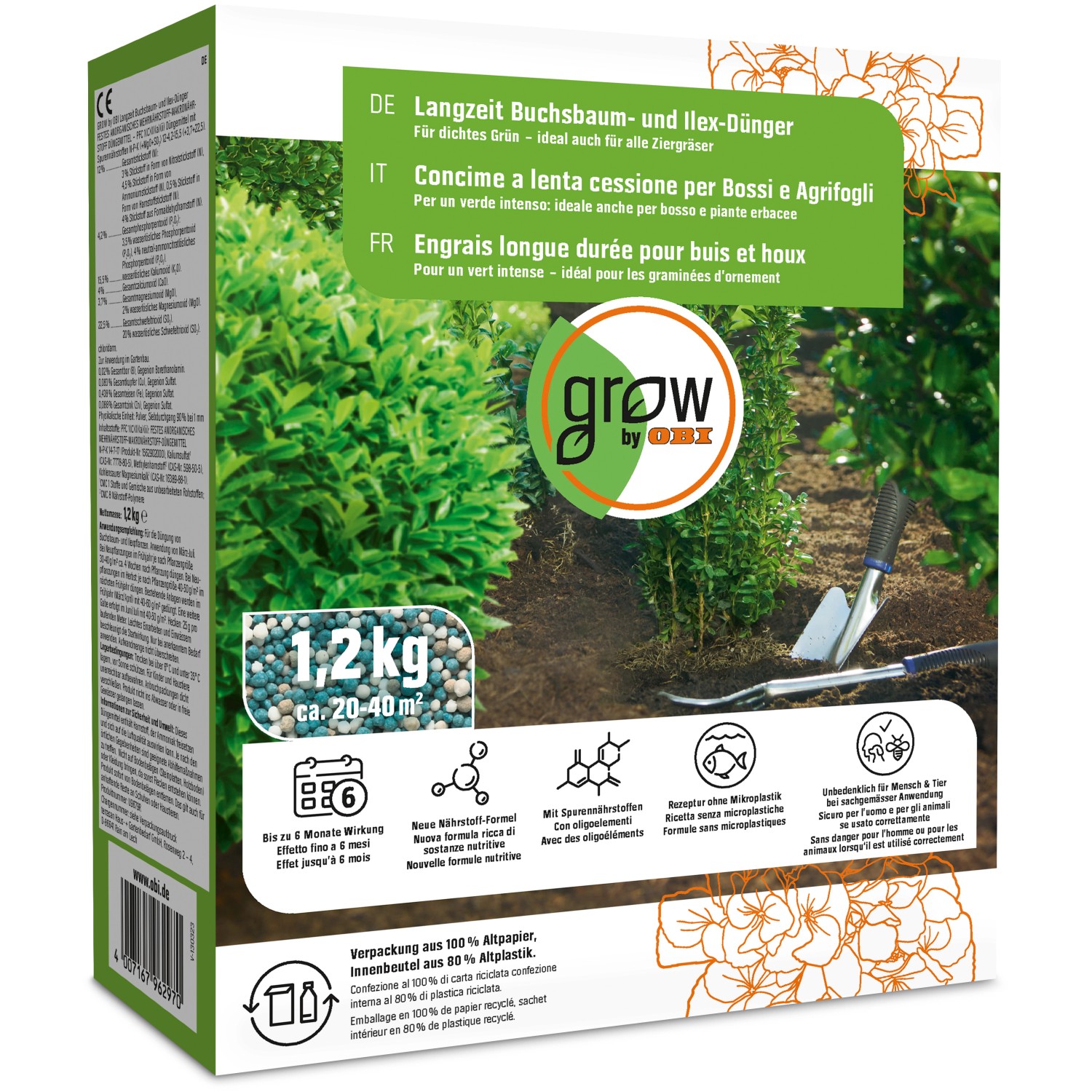 GROW by OBI Langzeit Buchsbaum und IlexDünger, 1,2 kg kaufen bei OBI