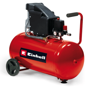 Einhell Kompressor TC-AC 190/50/8: Roter, ölgeschmierter Kompressor mit 50-Liter-Tank und Transportgriff.