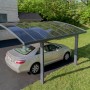Palram Canopia Arizona Breeze Carport in Anthrazit mit Auto darunter. Aluminiumkonstruktion mit Polycarbonat-Dach.