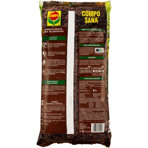 Compo Sana Grünpflanzen- und Palmenerde, 5 Liter Sack für Zimmer, Balkon und Terrasse.
