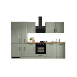 Respekta Küchenzeile Anton Landhaus Schilfgrün 310 cm mit Induktionskochfeld
