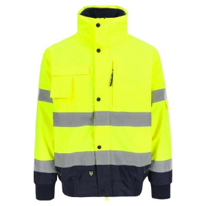 Herock Hochsichtbare Jacke Tarvos, gelb/marineblau, Gr. S. Arbeitsjacke mit Reflektoren für gute Sichtbarkeit.