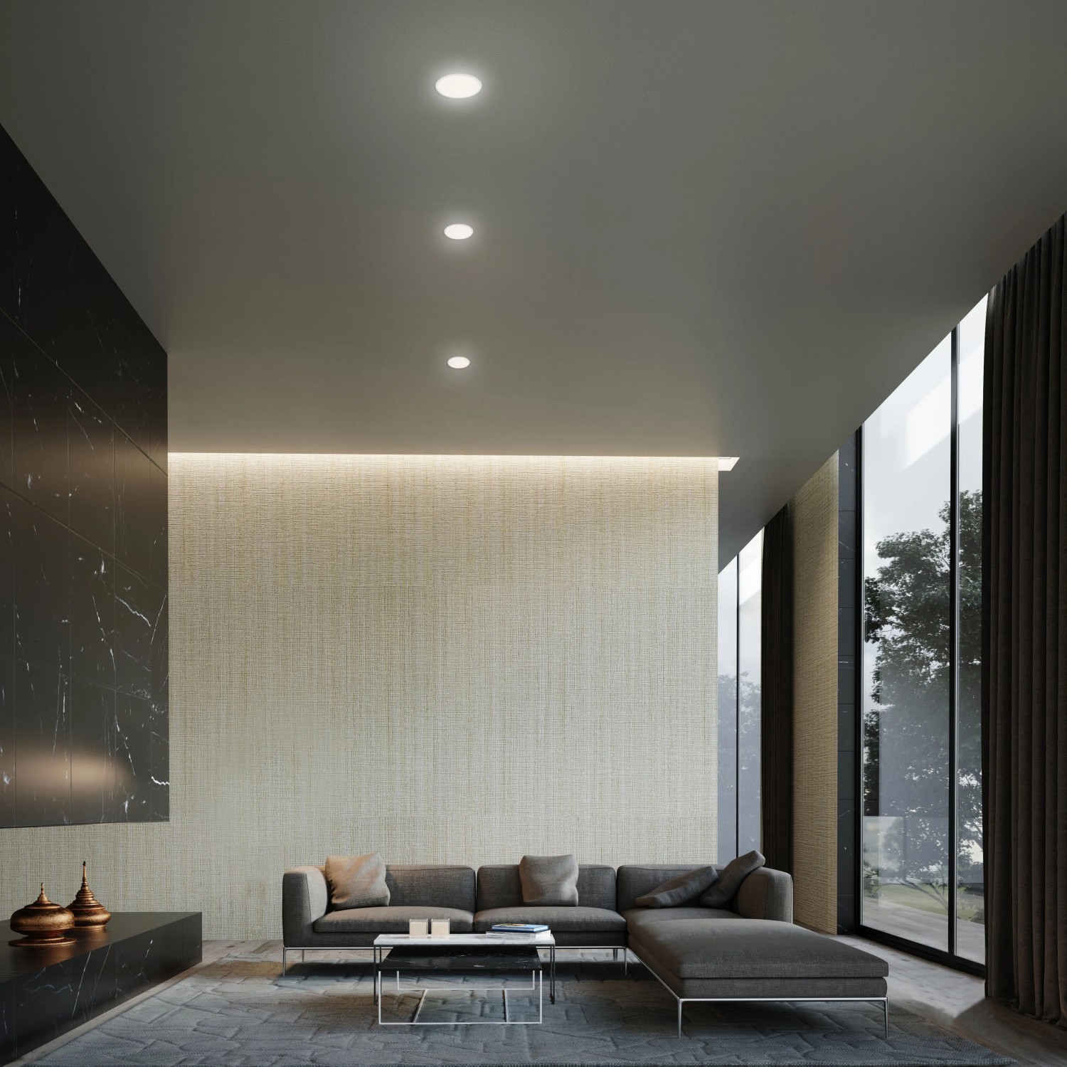 Briloner LED-Einbauleuchten Plat 1er-Set, weiße Deckenstrahler mit neutralweißem Licht in modernem Wohnraum.