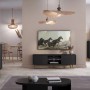 Schwarzes Selsey Sideboard Bello, 154 cm, mit Lamellenfronten und goldenen Beinen im modernen Wohnzimmer.
