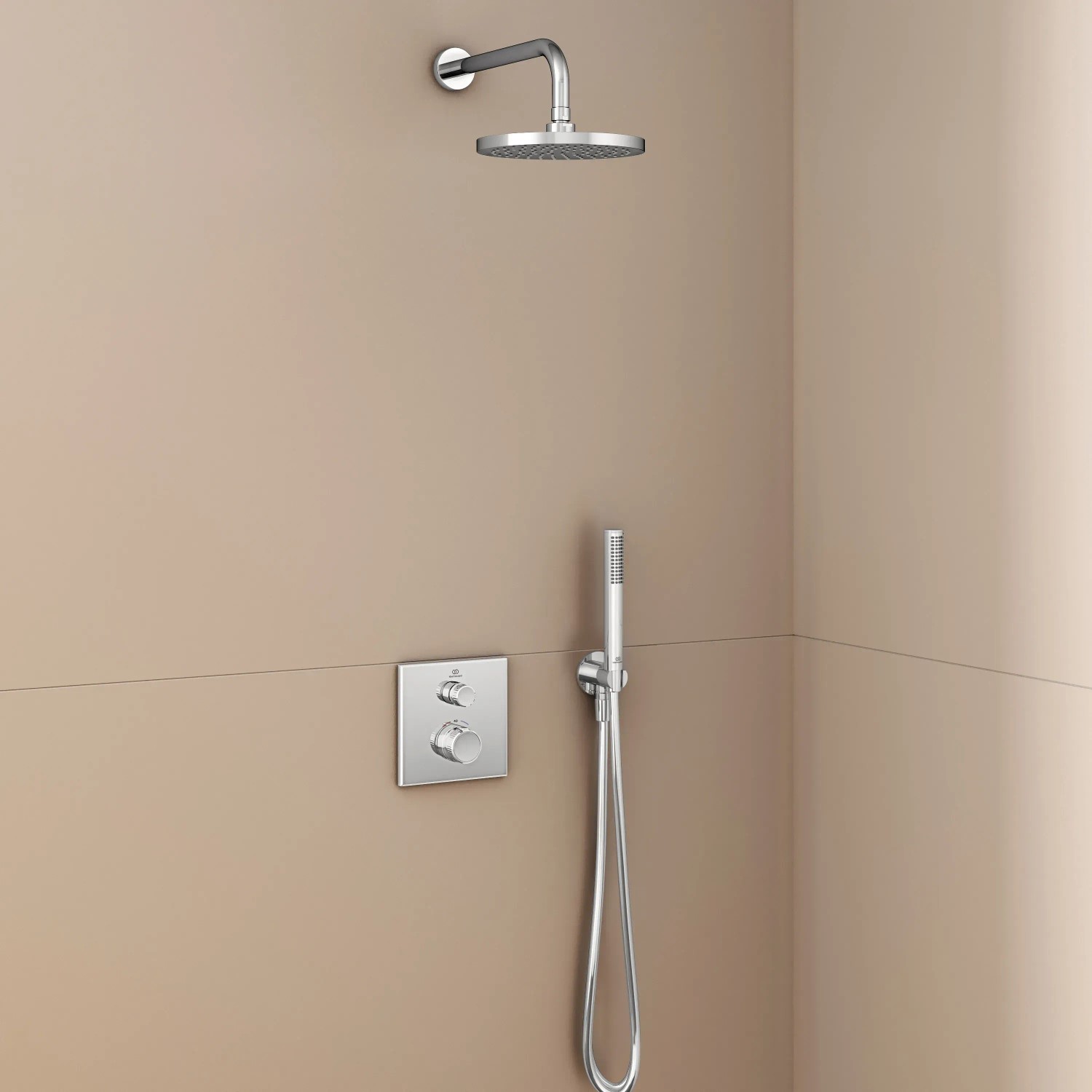 Ideal Standard Brausehalter Idealrain Atelier, rund, Chrom, Teil einer Duschgarnitur.