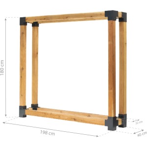 Westmann Kaminholzregal Michel XXL aus Lärchenholz, unbehandelt, mit Stahlverbindern.