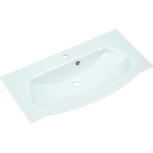 Pelipal Glaswaschbecken 92cm, Klarglas weiß lackiert, Serie 4005 Einbauwaschbecken