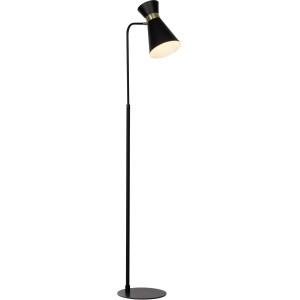 Schwarze Brilliant Design-Stehlampe Goldy mit goldenem Akzent, 1-flammig.