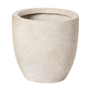 Beiger Pflanztopf (35,5x35,5x31,5 cm) mit rauer Oberfläche für Innen- und Außenbereich.