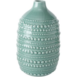 Grüne Boltze Vase Meruna, 20 cm hoch, mit Punktmuster. Dekorative Porzellanvase für Blumen.