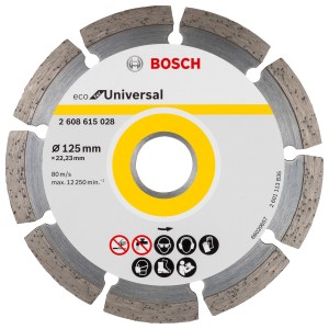 Bosch Diamanttrennscheibe Universal, Ø 125 mm, für Winkelschleifer zum Trennen von Stein und Beton.