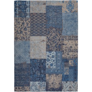 Blauer Vintageteppich Viva 360 mit Patchwork-Design, 80x150 cm.