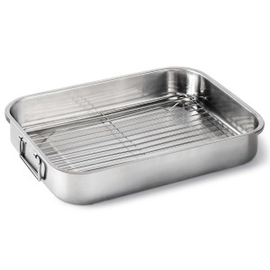 Napoleon Edelstahl-Pfanne mit Rost, Grillutensil für Fleisch und Gemüse.