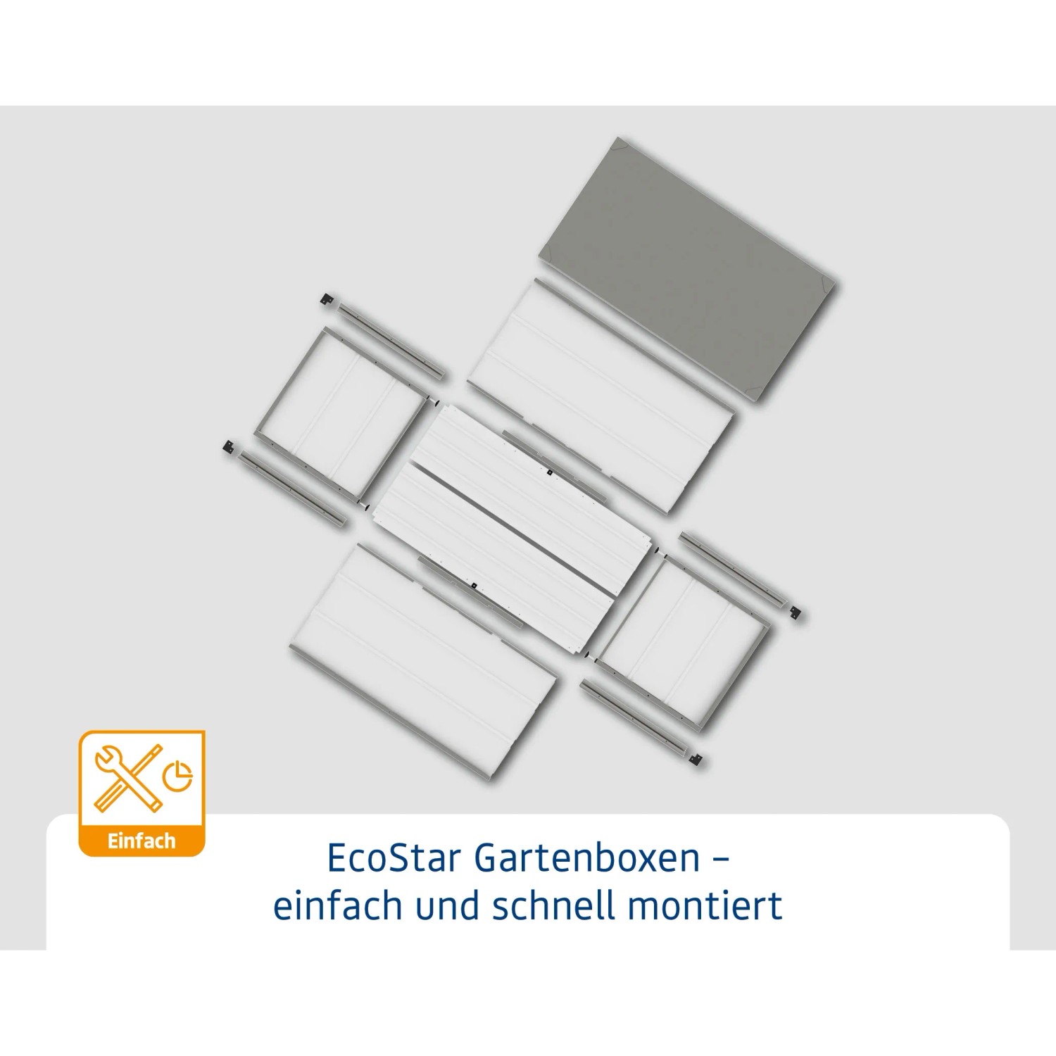 EcoStar Gartenbox Elegant, anthrazitgrau, Einzelteile für einfachen Aufbau.