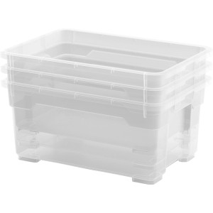 3er-Set transparente OBI Allzweckboxen Santos XS, 11 Liter, Aufbewahrungsboxen.