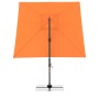Quadratischer, orangefarbener Doppler Ampelschirm MyZone mit Dreh- und Neigungsfunktion.