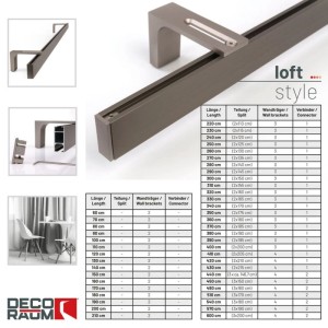 Deco-Raum Gardinenschiene Loft 1-lauf in Edelstahl-Optik mit Wandhalterung. Ideal für moderne Wohnräume.