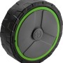 Ersatzrad für LUX Akku-Rasenmäher, schwarz/grau mit grünem Akzent.