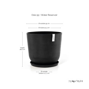 Ecopots Pflanztopf Oslo Dunkelgrau 55 cm x 47,9 cm