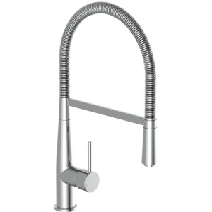 Verchromte Schütte Spiralfeder-Küchenarmatur New York mit hohem Auslauf und Einhebelmischer.