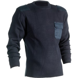 Marineblauer Herock Pullover Wodan XXL, Rippstrick mit Brusttasche und verstärkten Schultern.