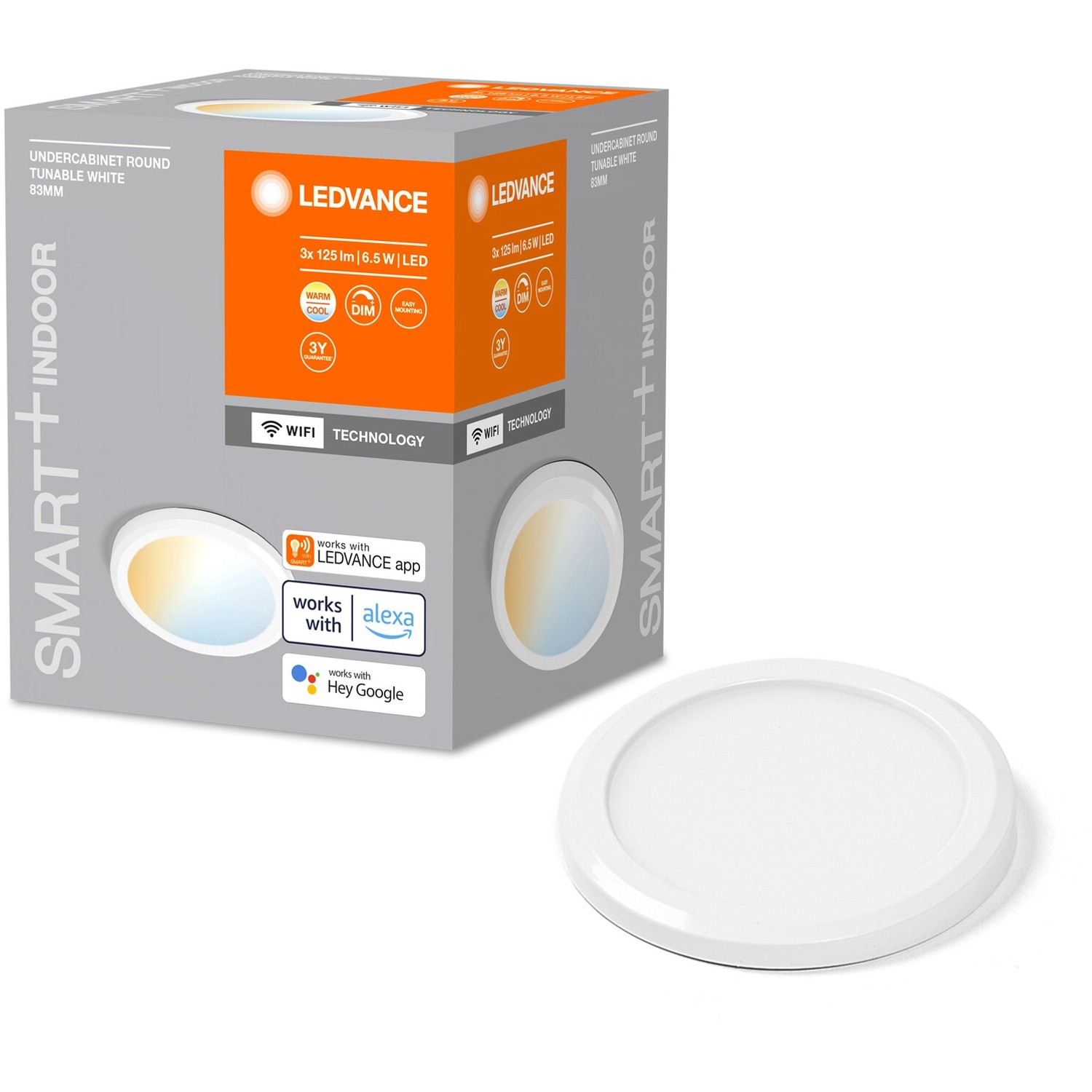 Ledvance Smart+ WiFi Unterbauleuchte, rund, weiß, dimmbar. Smarte Leuchte für Unterschränke.