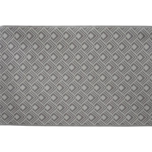 Outdoor-Teppich, 180x120 cm, Taupe-Beige mit Rautenmuster für Camping & Garten.