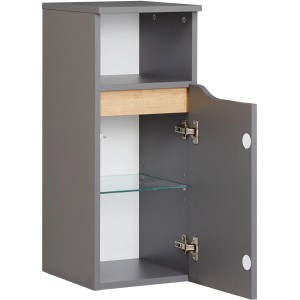 Pelipal Bad-Hochschrank Quickset 357, Quarzgrau Matt Touch, 30 cm breit, mit Tür und Einlegeböden.