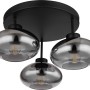 Globo Deckenleuchte Shaun, 3-flammig, schwarz matt mit rauchfarbenen Glasschirmen.