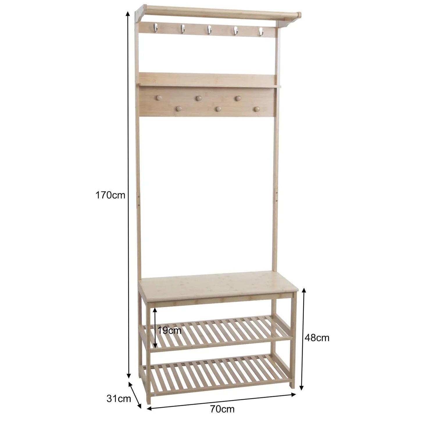 MCW Bambus Standgarderobe N82 Kleiderhaken 170x70x31cm kaufen bei OBI