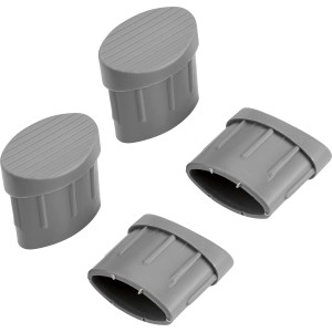 4er-Set Fußkappen für Vigo Stapelstühle, grau, aus Kunststoff.