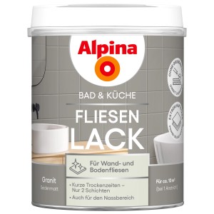 Dose Alpina Fliesenlack Bad & Küche, 750ml, Farbe Granit, seidenmatt. Für Wand- und Bodenfliesen.