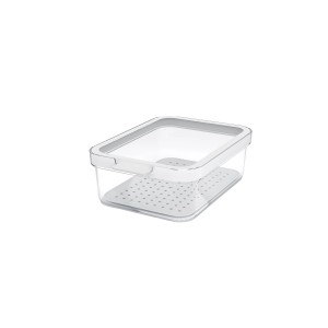 Rotho Kühlschrankorganizer Cauma 1,2 l, transparente Frischhaltedose mit Abtropfeinsatz für den Kühlschrank.