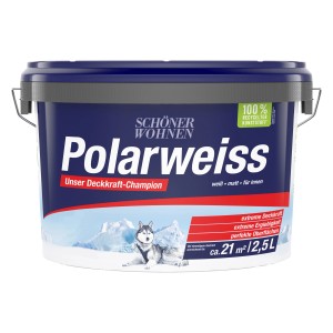 Eimer Schöner Wohnen Polarweiss Innenfarbe, 2,5 l, matt. Weiße Wandfarbe mit hoher Deckkraft.