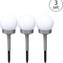 3er Set Globo LED Solar-Kugeln mit Erdspieß, silber metallic. Solarleuchten für den Garten.