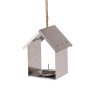 Silberne Boltze Vogelfutterstation Azulla aus Edelstahl für den Garten.