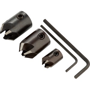 LUX HSS-Aufstecksenker-Satz mit drei Senkern und zwei Innensechskantschlüsseln.