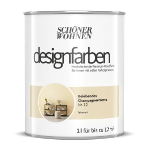 Schöner Wohnen Designfarbe Belebendes Champagnercreme, 1L Dose, für bunte Wandfarben.