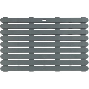 Graue Wenko Badematte Indoor & Outdoor (50x80 cm) aus Kunststoff mit rutschhemmender Struktur.