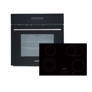 Respekta Backofen-Set PYROSET97700 mit Glaskeramikkochfeld, schwarzes Design.