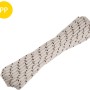 Conacord Polypropylen Mehrzweckseil, 10 mm, 15 m, weiß-schwarz geflochten und aufgerollt.